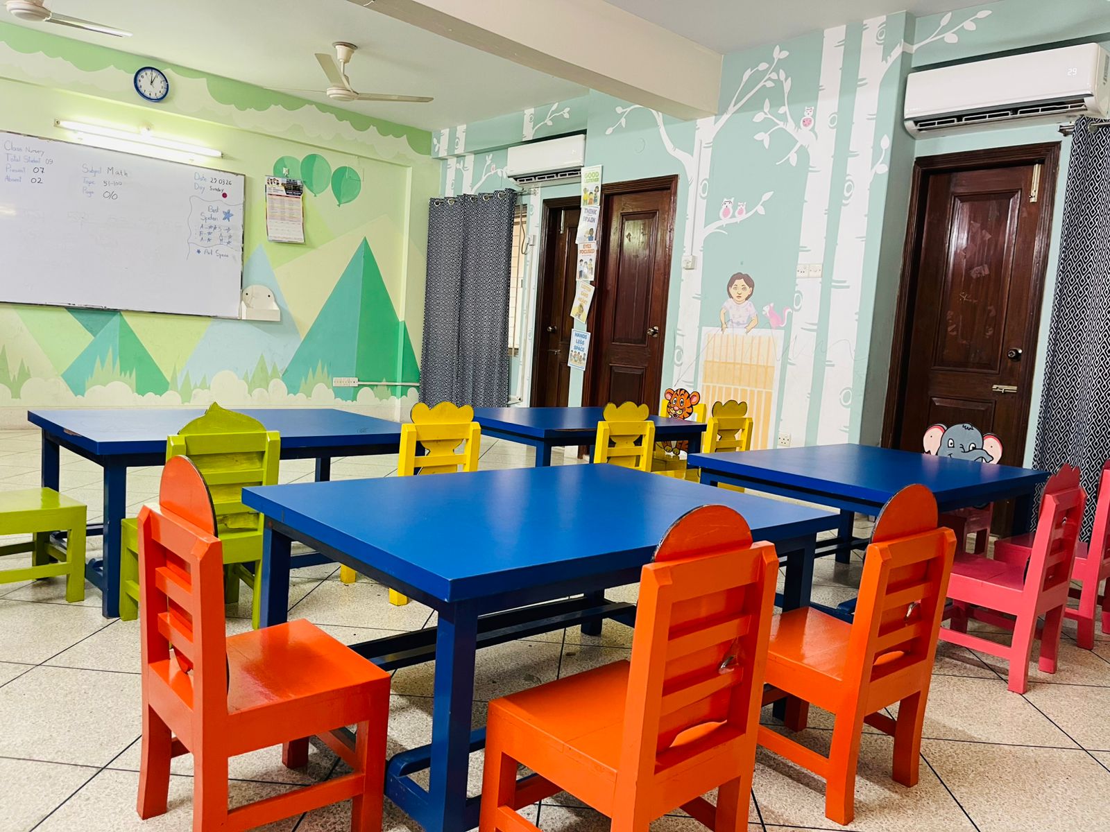 Colorful classroom seating area in the Uttara section